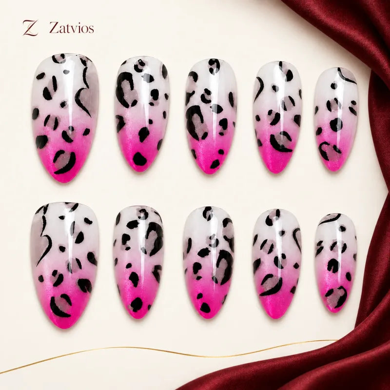 Zatvios Pink Instinct DM-146 — ten-nail design display; Pink / Black / Nude