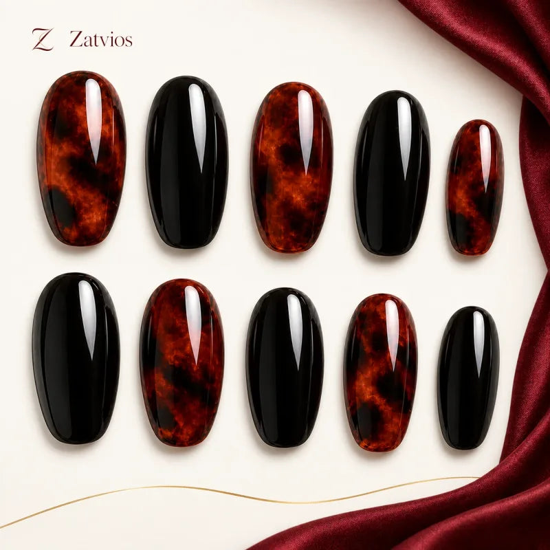 Zatvios Amber Archive DM-56 — ten-nail design display; Amber / Espresso / Black